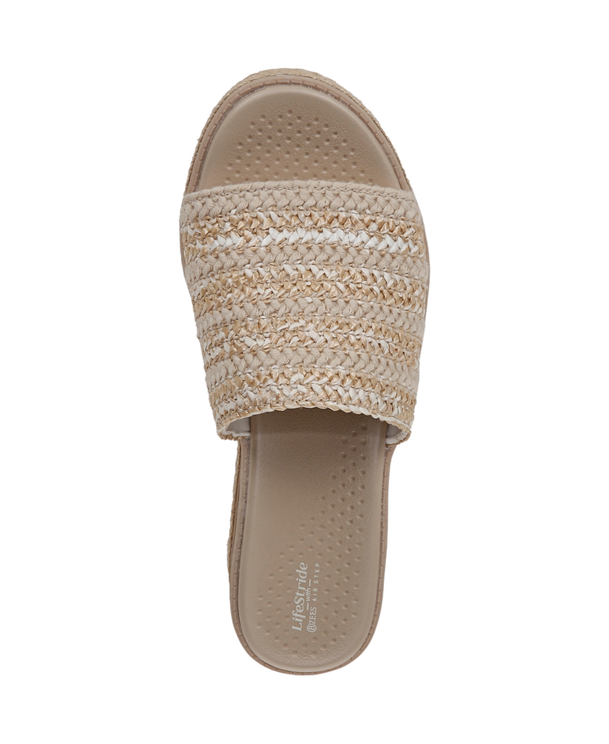 Bzees Runaway Washable Slide Wedge Sandals In White Raffia Fabric