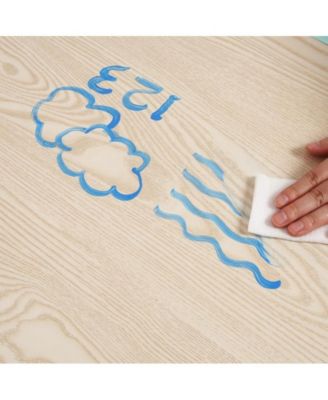 Modern Kids Table and 6 Chair Set, 47.20" Height Adjustable Toddler Table and 6 Chairs Set with Non-Slip Table Legs&Organizer Graffiti