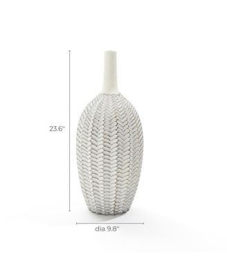 Modern Geometric Pattern Polyresin 23.5-Inch Tall Trumpet Vase