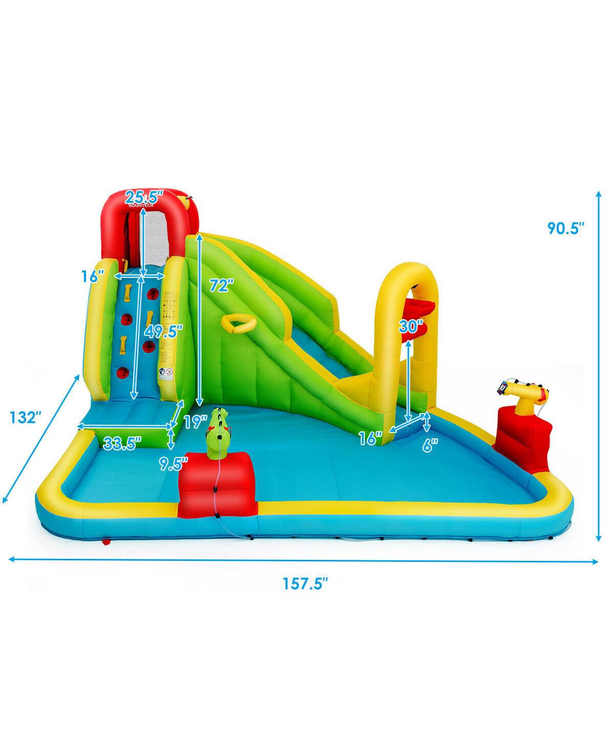 Gymax Outdoor Inflatable Splash Water Bounce House Jump Slide w/Blower - Multi-color
