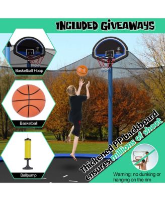 Recreational Trampoline w/ Inner Enclosure Net Basketball Hoop Ladder