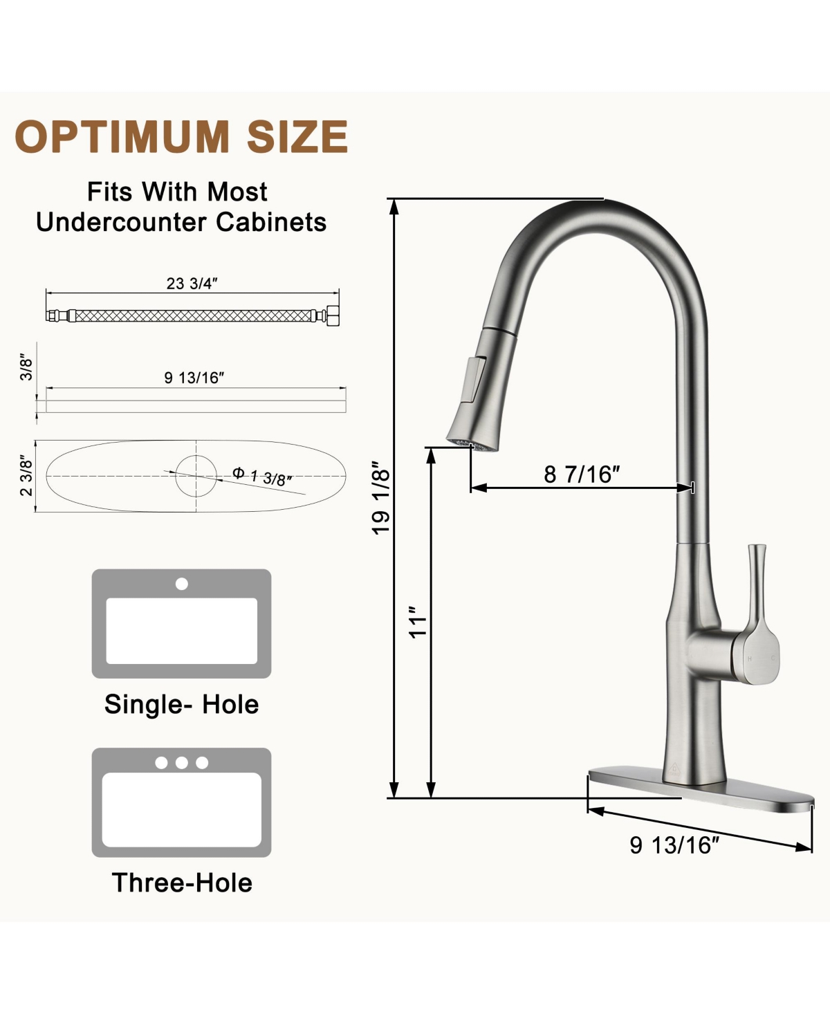 Casainc 1.8 Gpm Single-Handle Pull-Down Kitchen Faucet Single Hole with Deck Plate