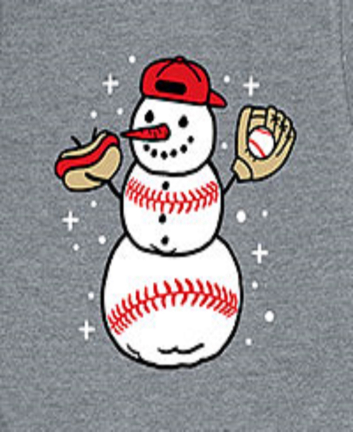 Hybrid Big Boys Baseball Snowman Graphic Tee In Grey
