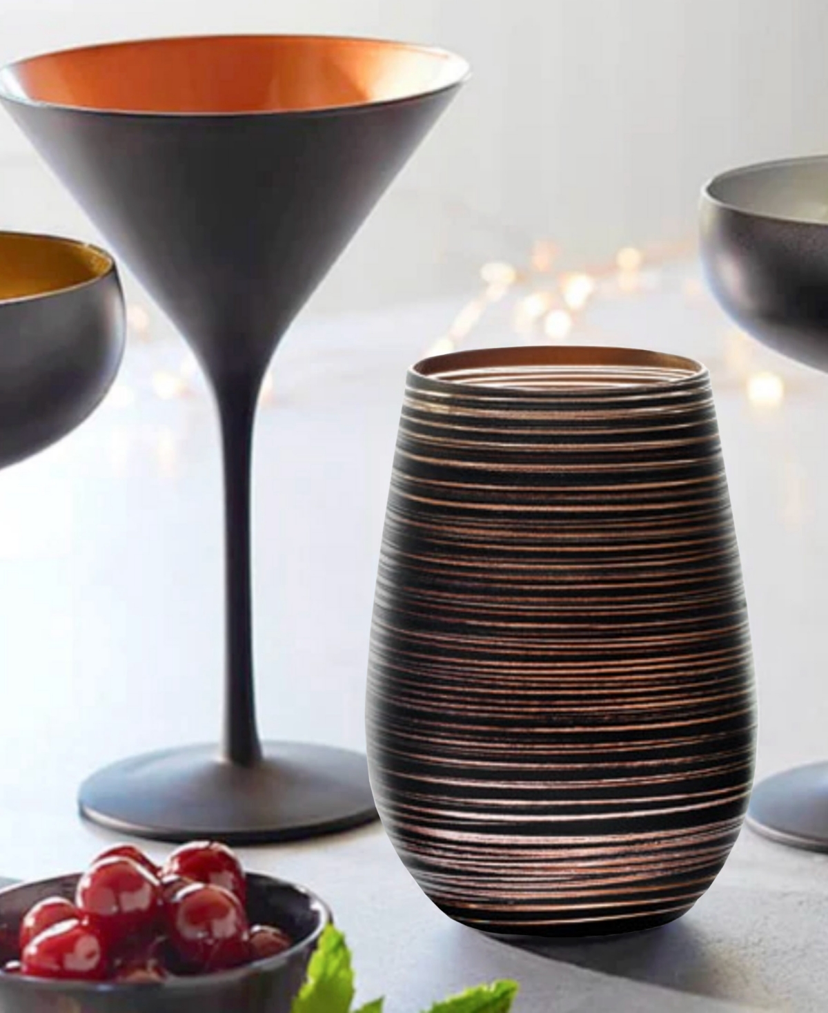 Stolzle Lausitz Olympia Twister Tumblers, Set Of 2 In Black With Bronze