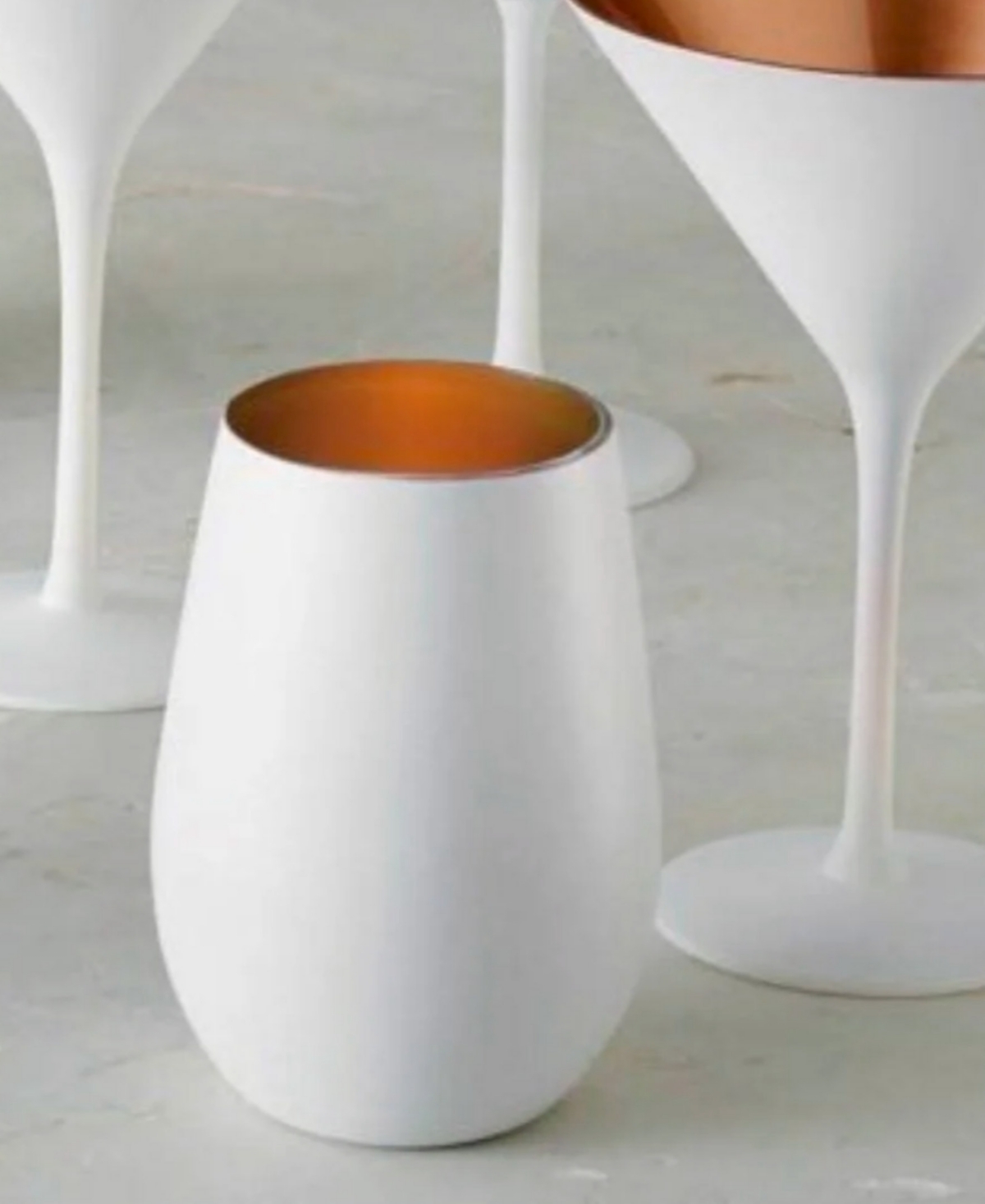 Stolzle Lausitz Olympia Tumblers, Set Of 2 In White With Bronze