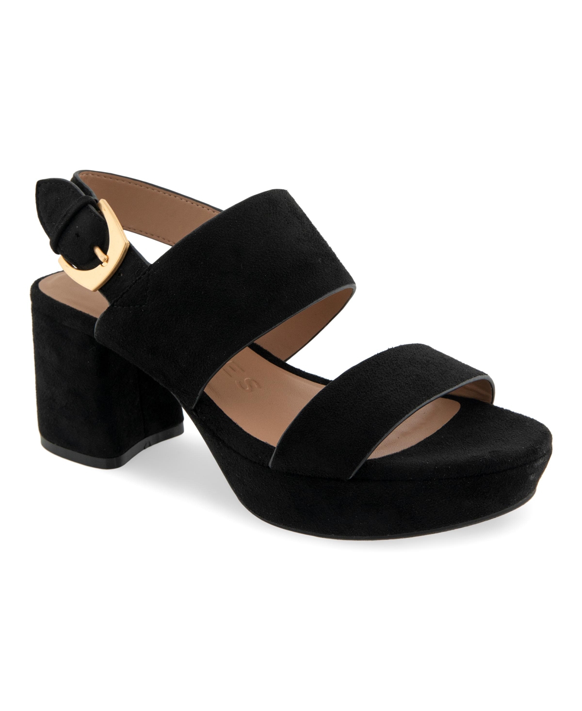 Shop Aerosoles Women's Camilia Pump Heel Sandals In Black Faux Suede