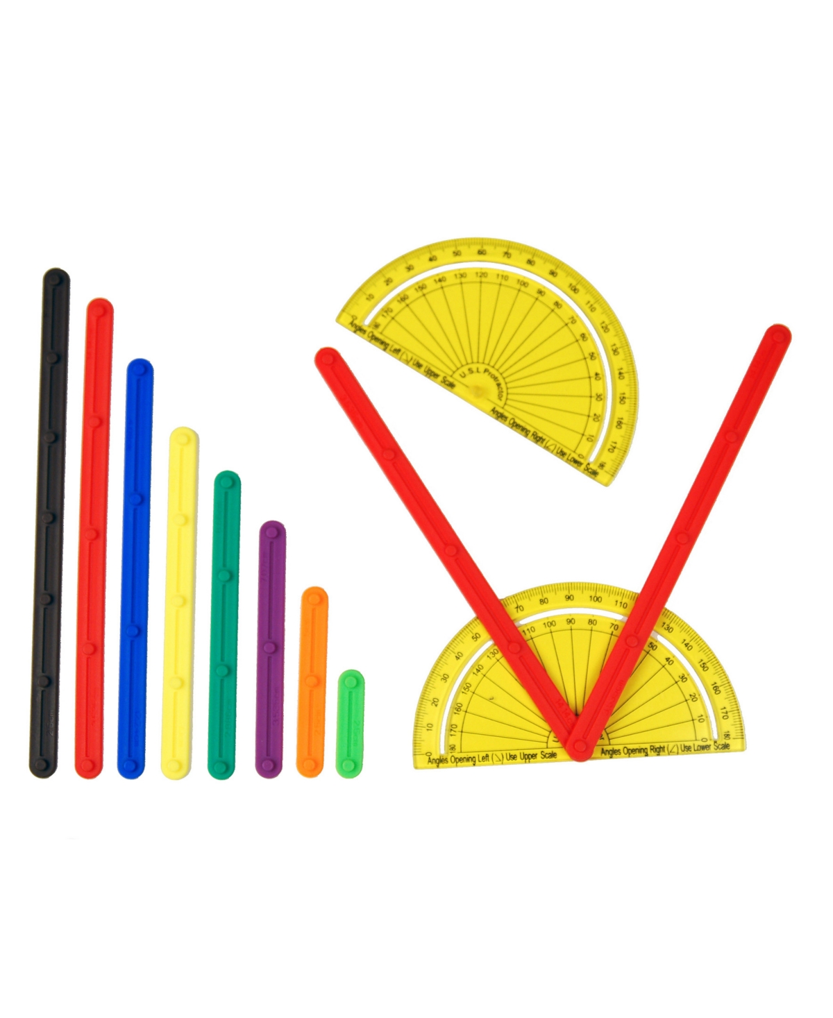 Learning Advantage Geostix Basic Set, 80 Construction Sticks, 24 Activity Card, 2 Protractors In Assorted