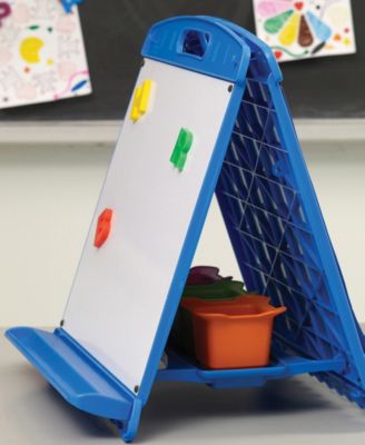 Tabletop Easel with Dry Erase Boards, Pocket Chart, and Storage Tubs