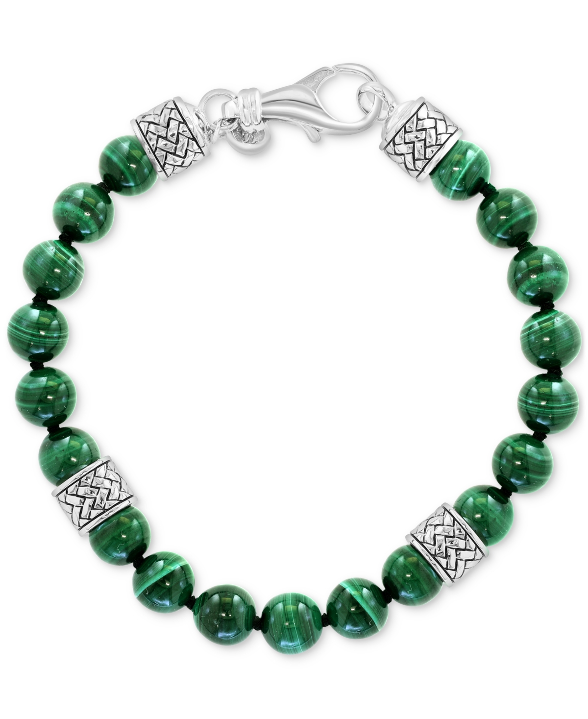 Effy Men's Malachite (8mm) Beaded Bracelet in Sterling Silver - Sterling Silver