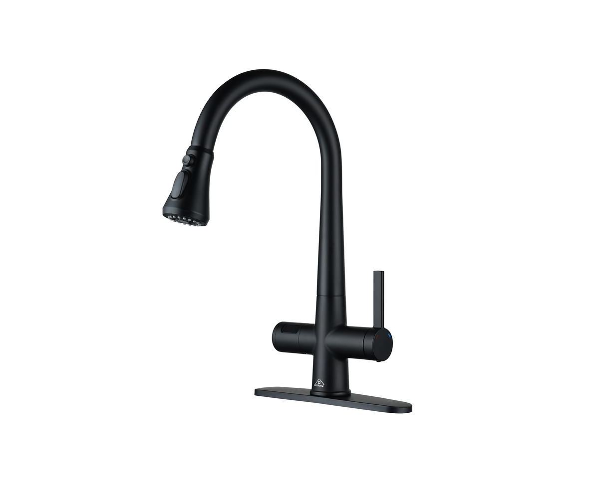 1.8 Gpm Pull Down Kitchen Faucet with Deck Plate and Digital Display - Brushed gold