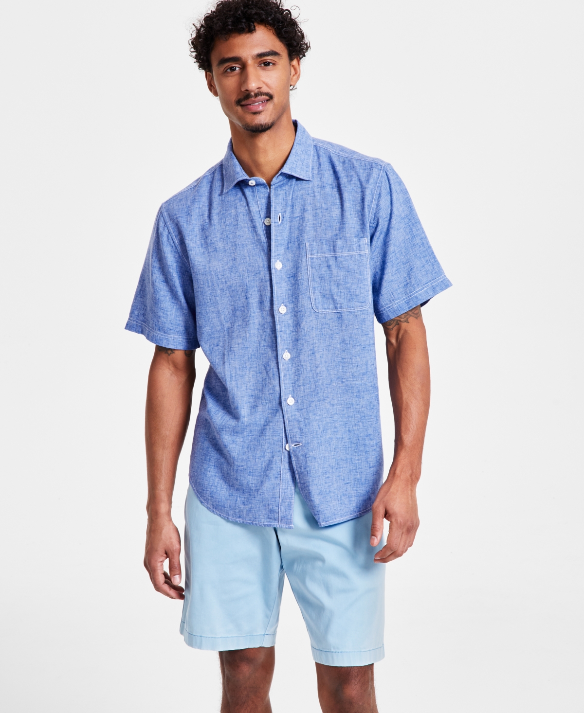 Tommy Bahama Men's Sand Desert Linen Blend Short-Sleeve Button-Down Shirt