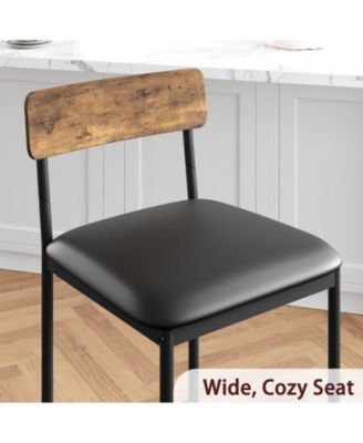 Bar Stools Set of 2, Kitchen Bar Stools with Footrest, 25.5 Inches Upholstered Bar Chairs with Back, 2 Counter Height Barstools for Counter Bar, Island, Easy Assembly