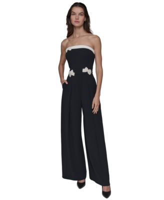 KARL LAGERFELD PARIS - Women's Beaded-Bow Strapless Jumpsuit