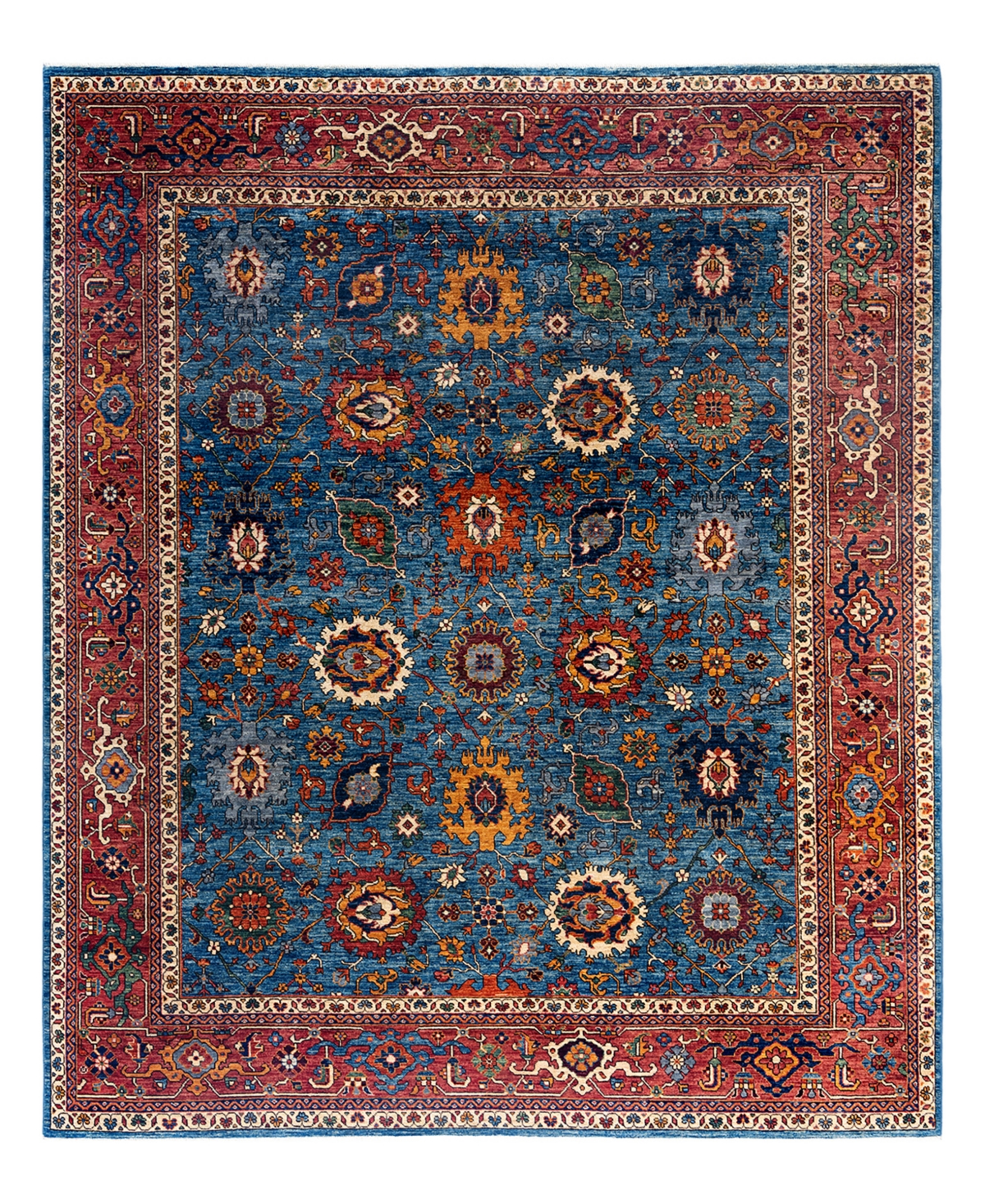 Adorn Hand Woven Rugs Serapi M1999 8'1"x9'8" Area Rug In Light Blue