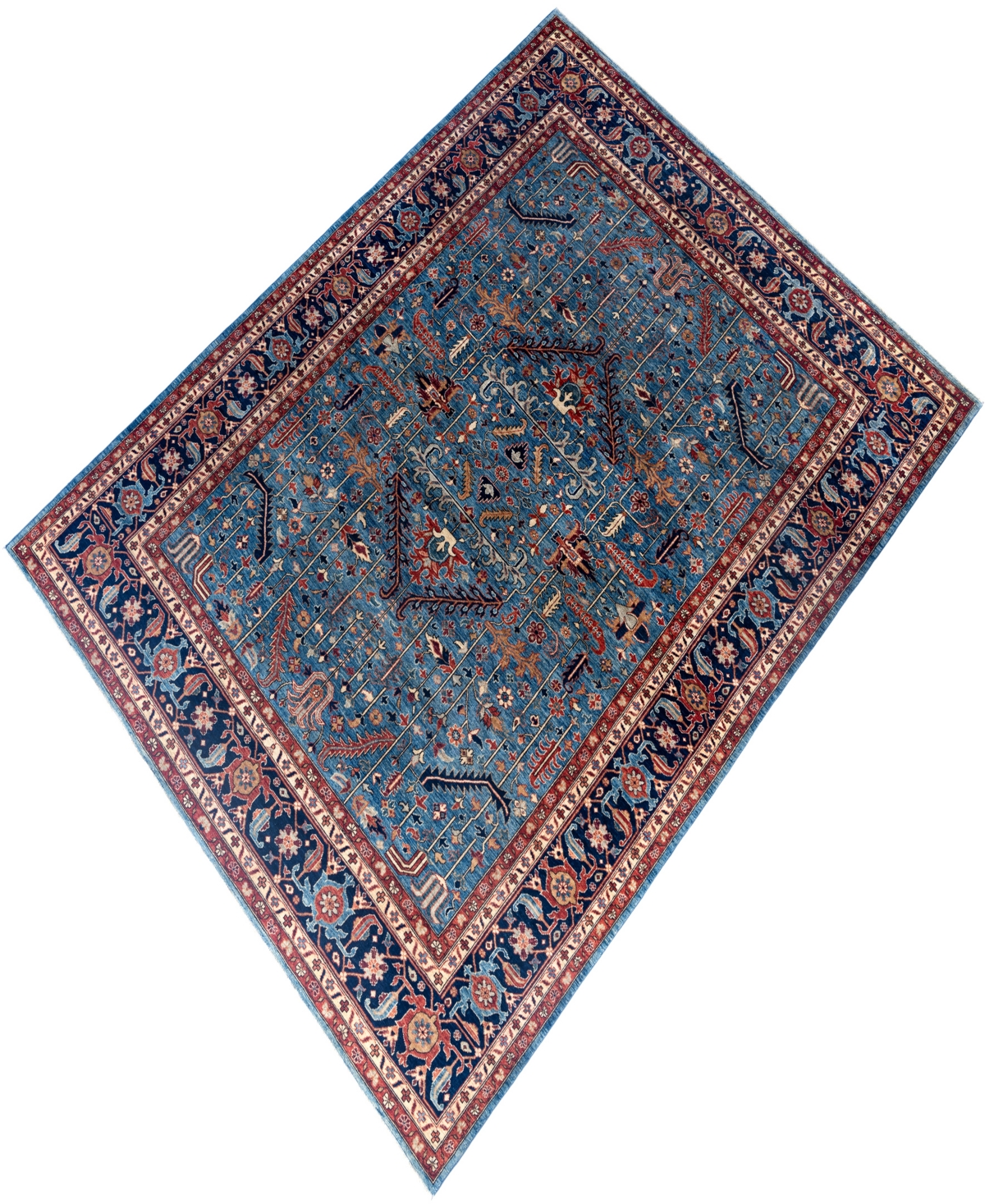 Adorn Hand Woven Rugs Serapi M1999 9'4"x11'11" Area Rug In Light Blue