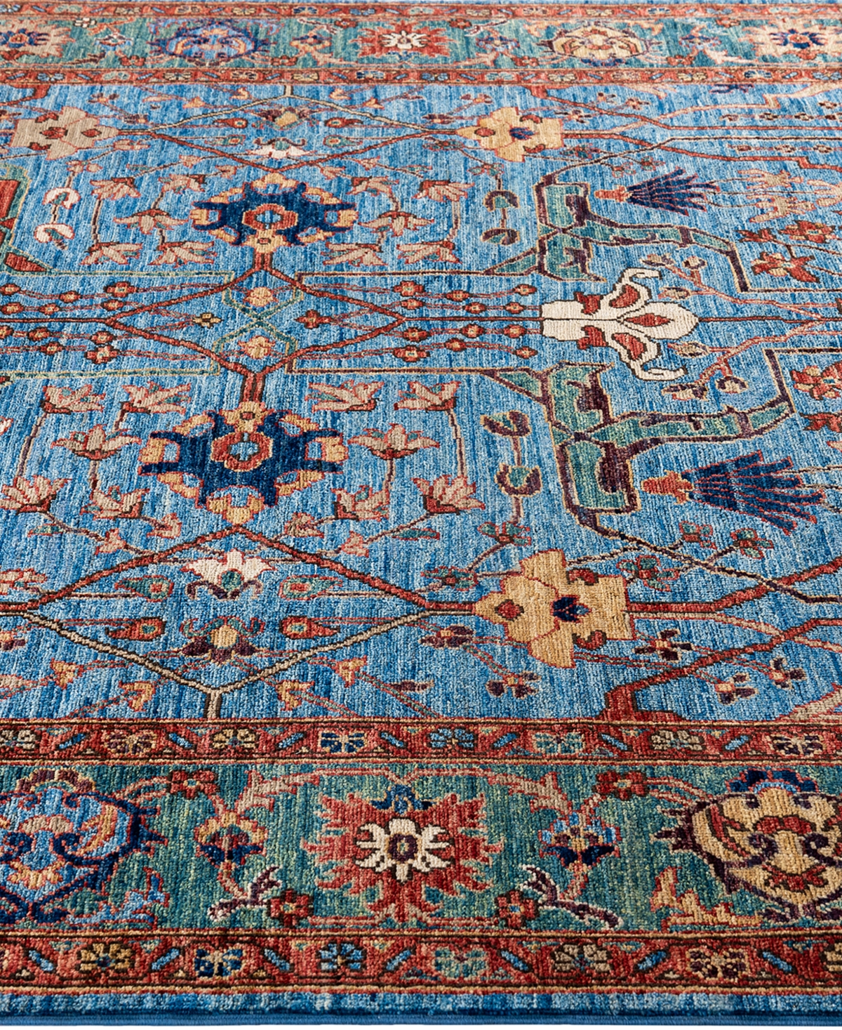 Adorn Hand Woven Rugs Serapi M1999 6'x8'9" Area Rug In Light Blue