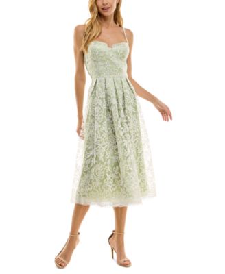 City Studios - Juniors' Floral-Embroidered Sleeveless Midi Dress
