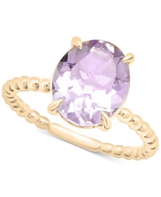 Macy's - Rose de France Amethyst Oval Beaded Ring (3-1/6 ct. t.w.) in 14k Gold-Plated Sterling Silver