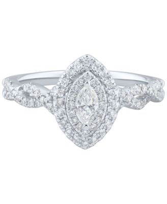 Diamond Marquise Double Halo Engagement Ring (1/2 ct. t.w.) in 14k White Gold