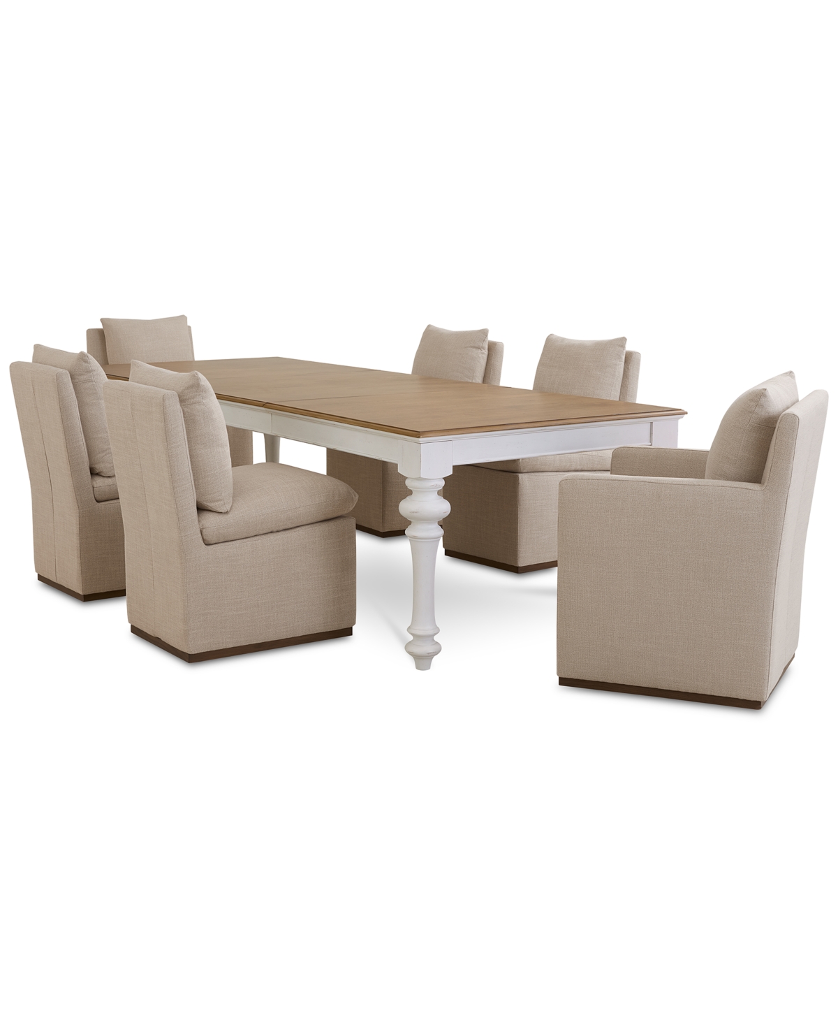 Macy's 7 Pc. Set (mandeville Rectangular Dining Table, 4 Kenity Ii Side Chairs & 2 Kenity Ii Arm Chairs), C In White