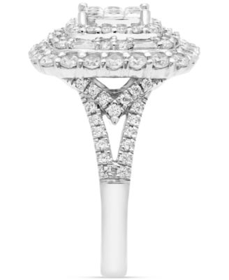 Diamond Square Shaped Halo Cluster Engagement Ring (2 ct. t.w.) in 14k White Gold