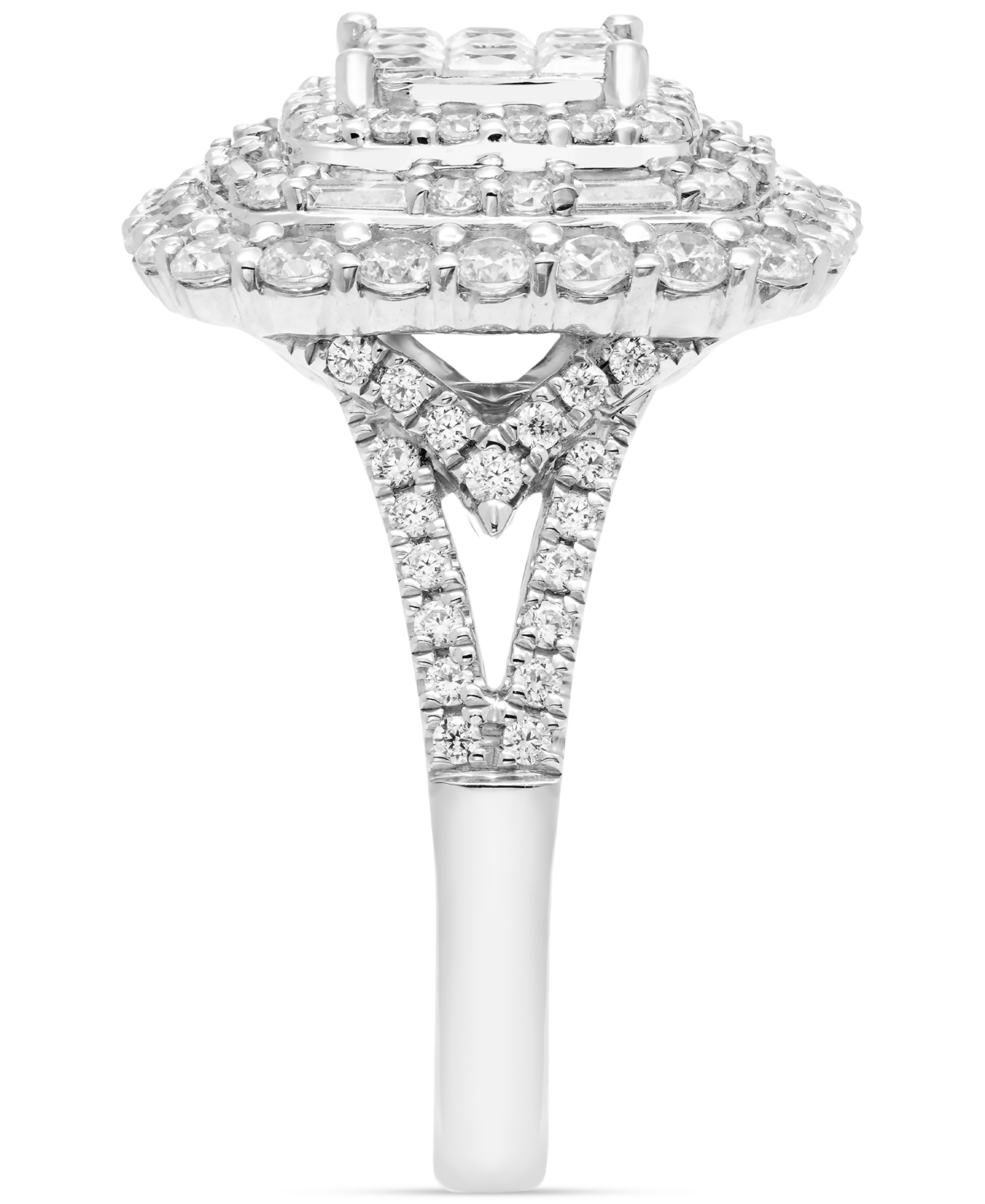 Macy's Diamond Square Shaped Halo Cluster Engagement Ring (2 Ct. T.w.) In 14k White Gold In White Gold