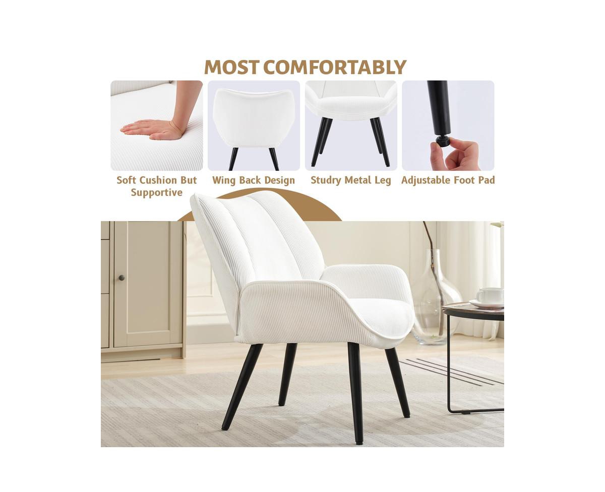 gaomon Modern Mid Century Accent Armchair, Comfortable Living Room Single Sofa for Bedroom, Corduroy Uphosltered Reading Chair for Office Study