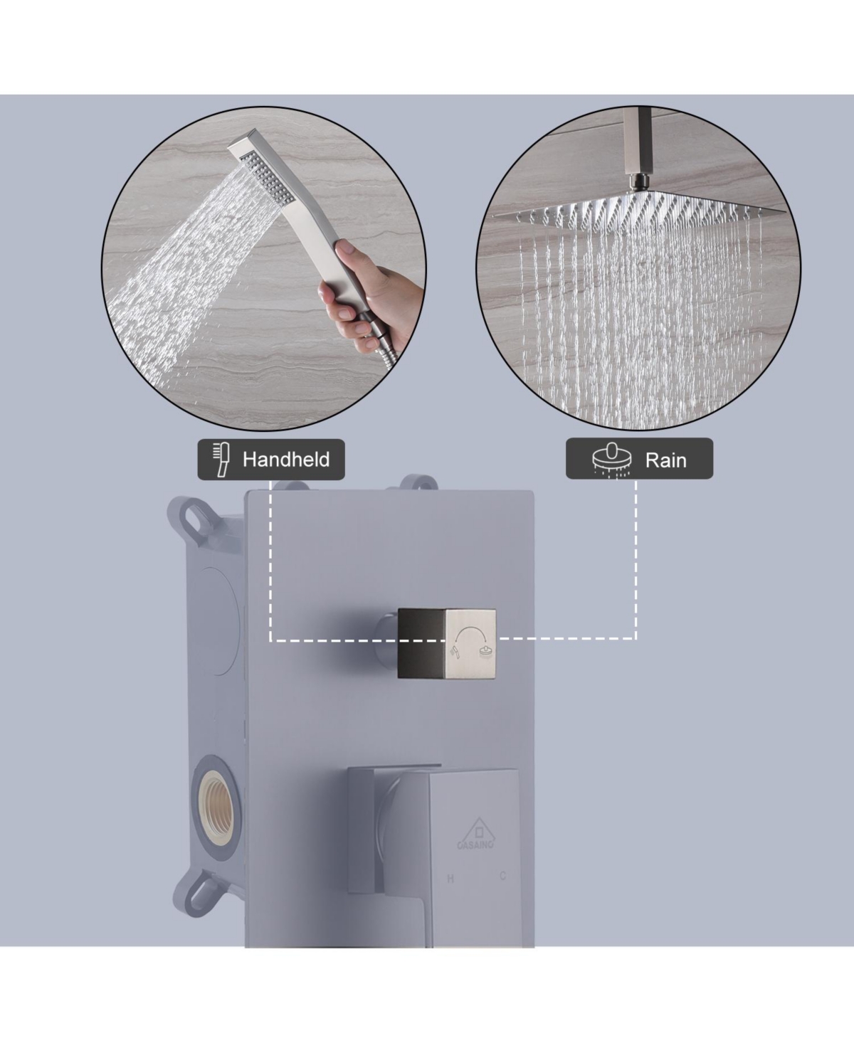 Casainc Inch 2 Function Ceiling Mount Dual Shower Heads Shower System