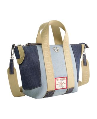 Licensed Patchwork Denim Tote Bag with Adjustable Strap