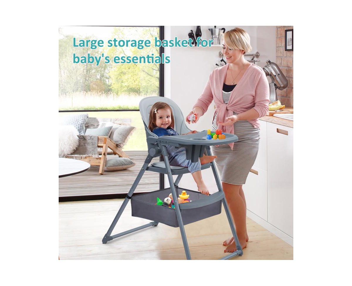 gaomon 2 In 1 High Chair, Baby Highchairs with Foldable and Convertible, Toddler Feeding Chair with Removable Tray and Detachable Cushion, Toddlers Hi