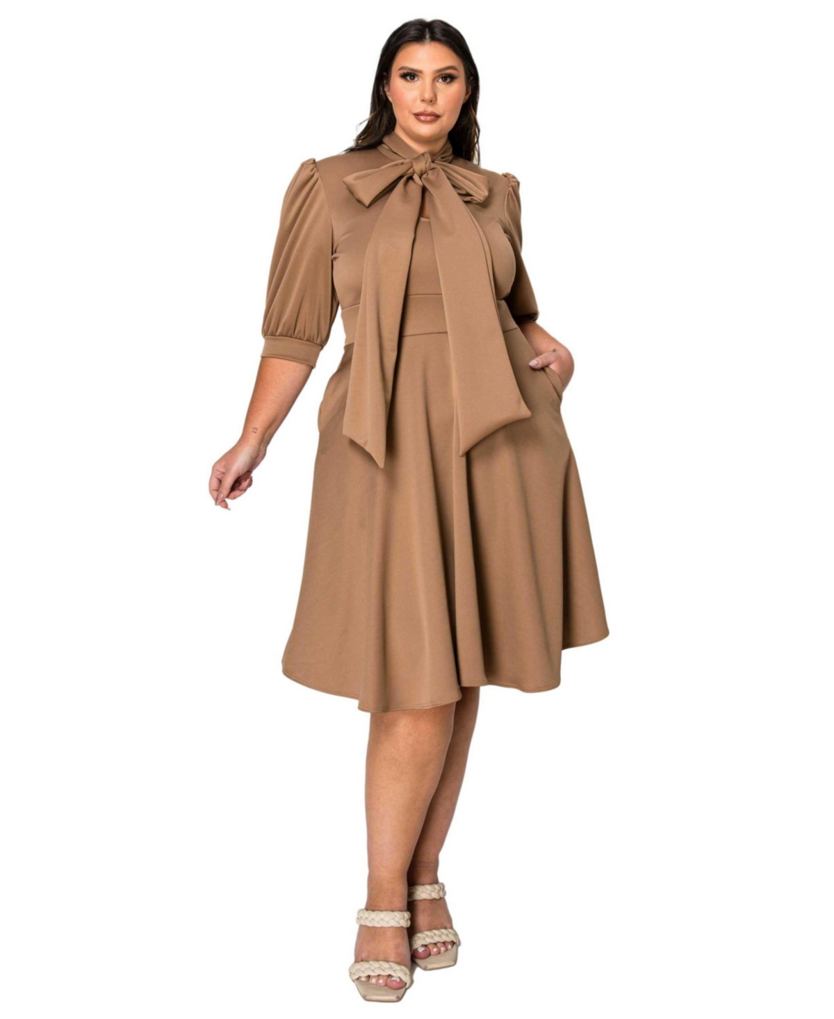 L I V D Plus Size Carina Donna Flare Dress w/ Pockets