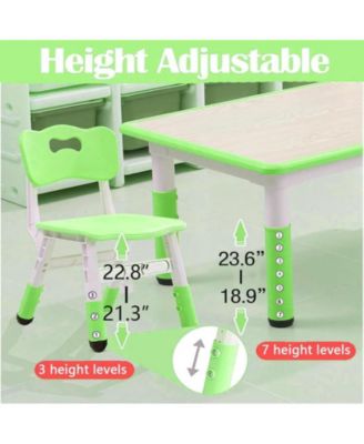 Kids Table and 6 Chair Set – Height Adjustable Toddler Furniture with Non-Slip Legs & Organizer Desktop
