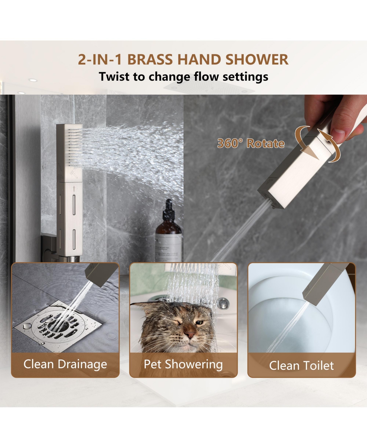 Casainc 6-Spray Dual Shower Head Ceiling Mount Fixed Handheld System Faucet