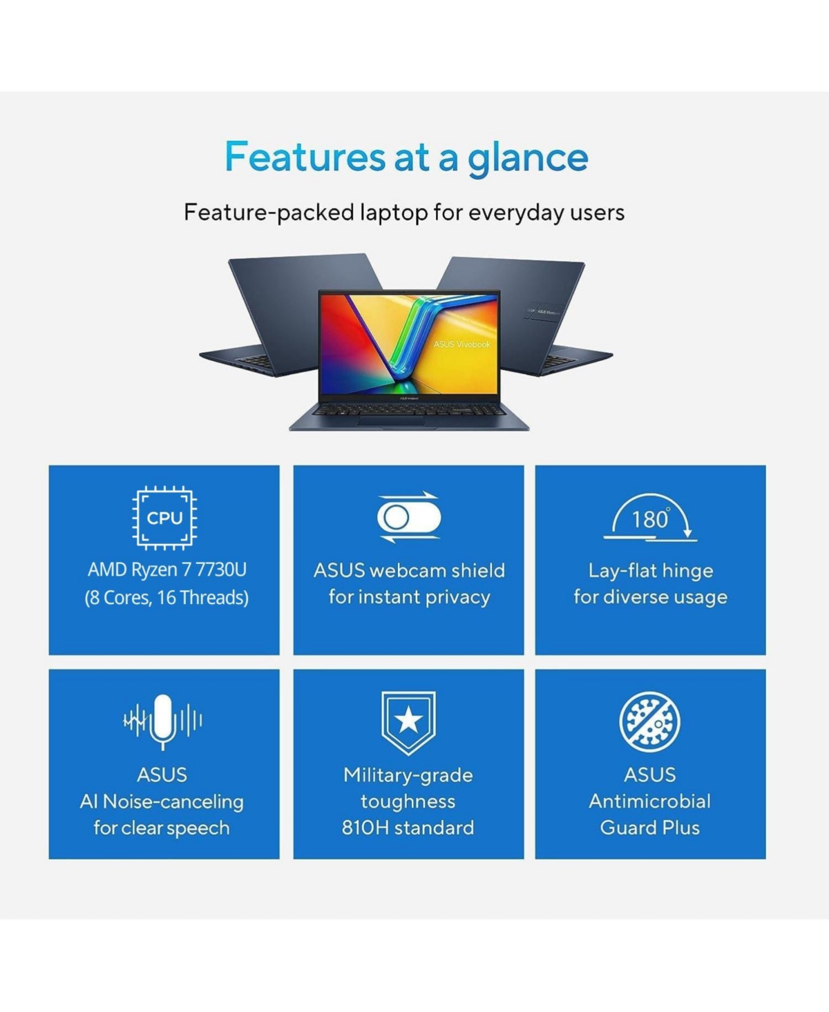 Asus Vivobook 15 Daily Traditional Laptop Amd Ryzen 7 7730U 16GB Ram Amd Radeon Graphics 1TB Ssd Storage Windows 11 Home Fhd 60Hz