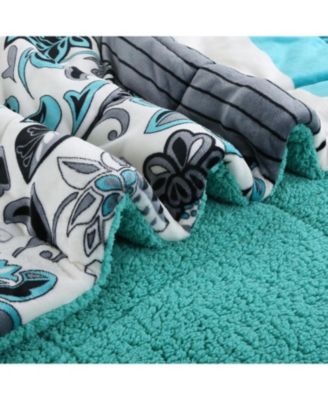 3 Piece Soft Micromink Fluffy Ultra Cozy Sherpa Comforter Set Queen