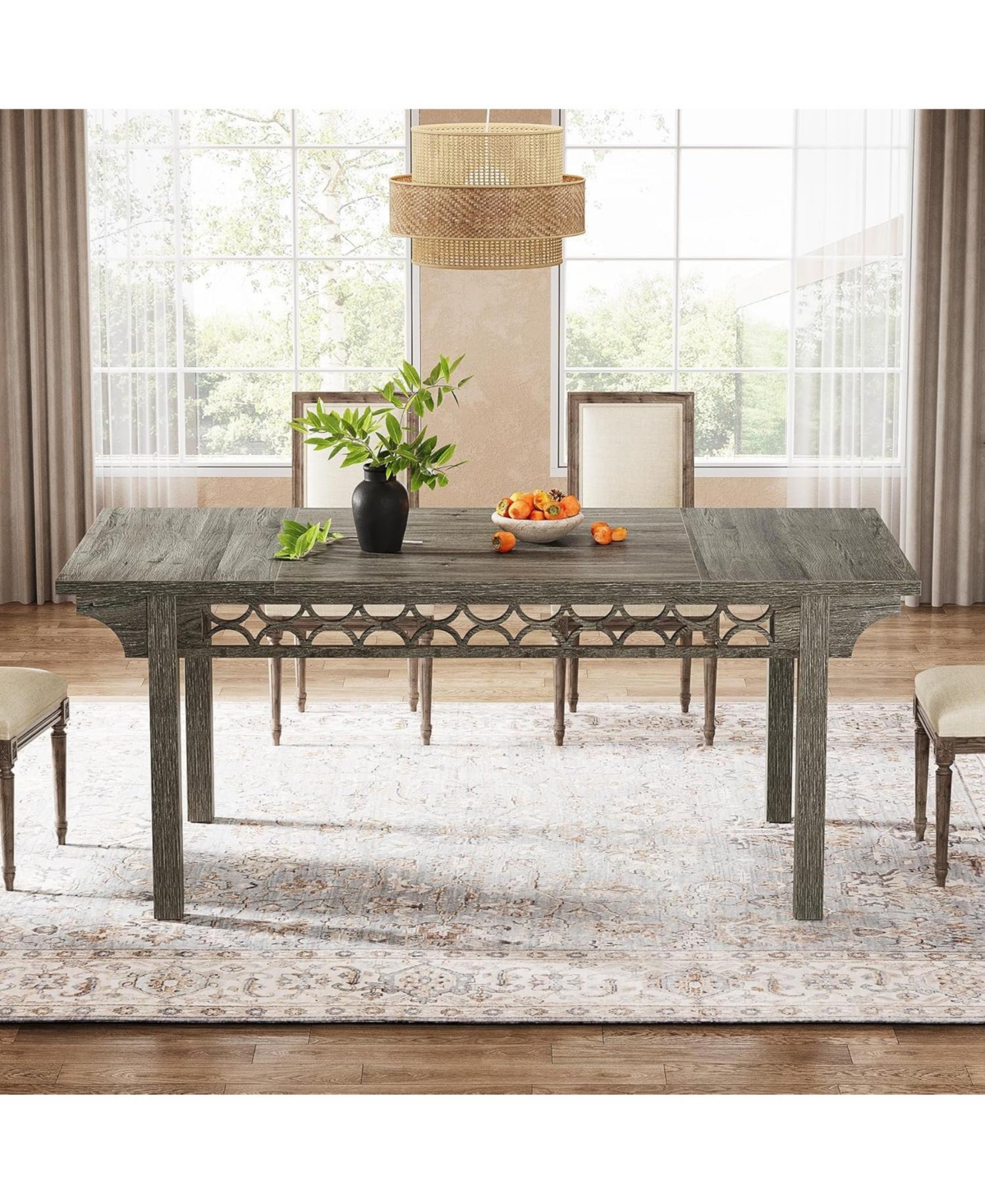 Tribesigns Farmhouse Dining Table for 6-8, 70.86-Inch Rectangle Wood Kitchen Table, Long Rustic Dinner Table for Kitchen & Dining Room