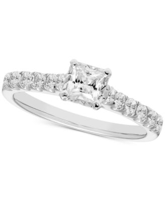 Macy's - Diamond Princess & Round Engagement Ring (5/8 ct. t.w.) in 14k White Gold