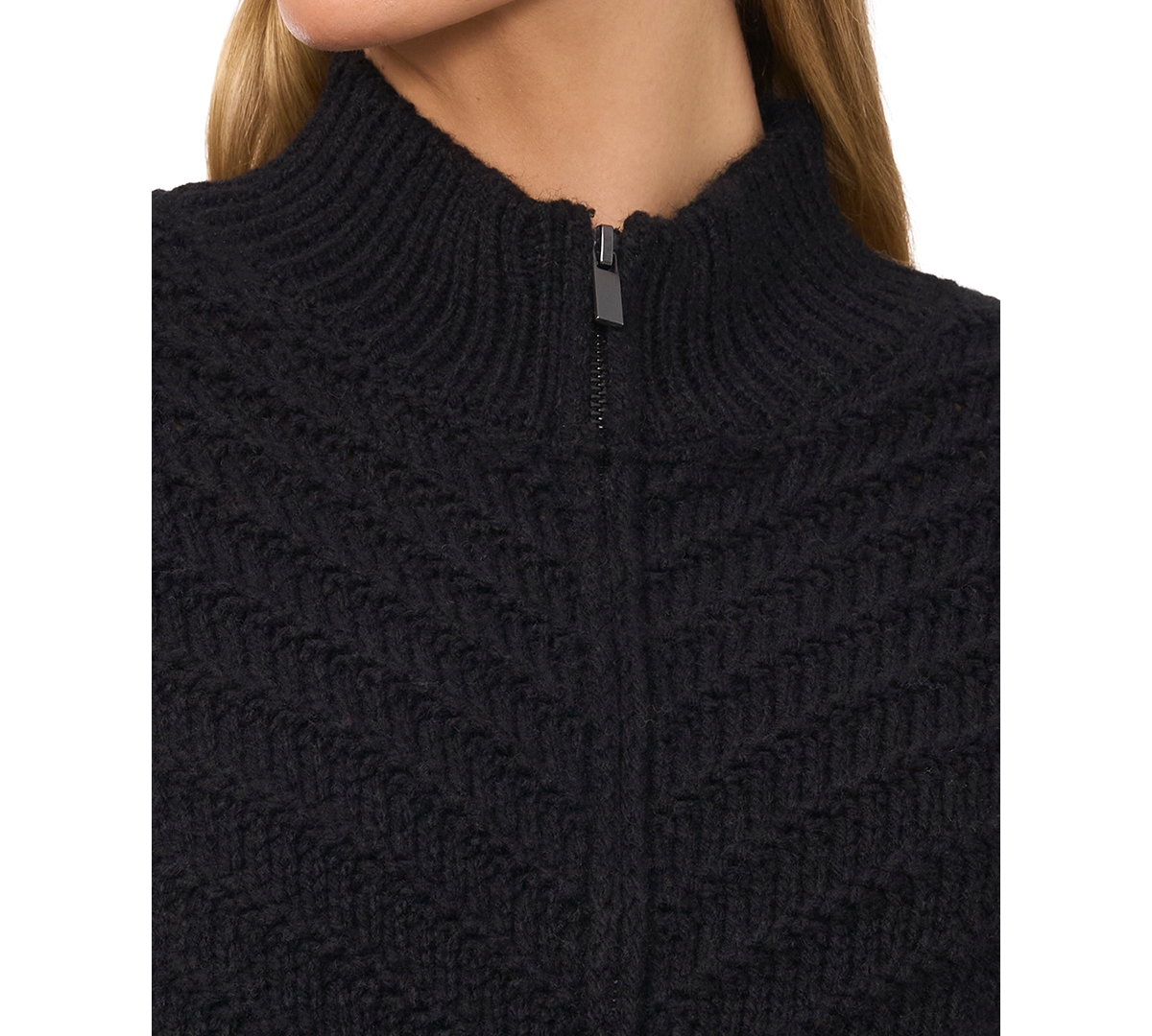 CeCe Women's Textured Zip-Up Cardigan