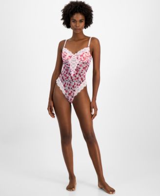 I.N.C. International Concepts - Women's Floral Mesh Thong Bodysuit