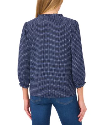 Women's Ruffled V-Neck Button-Front Blouse