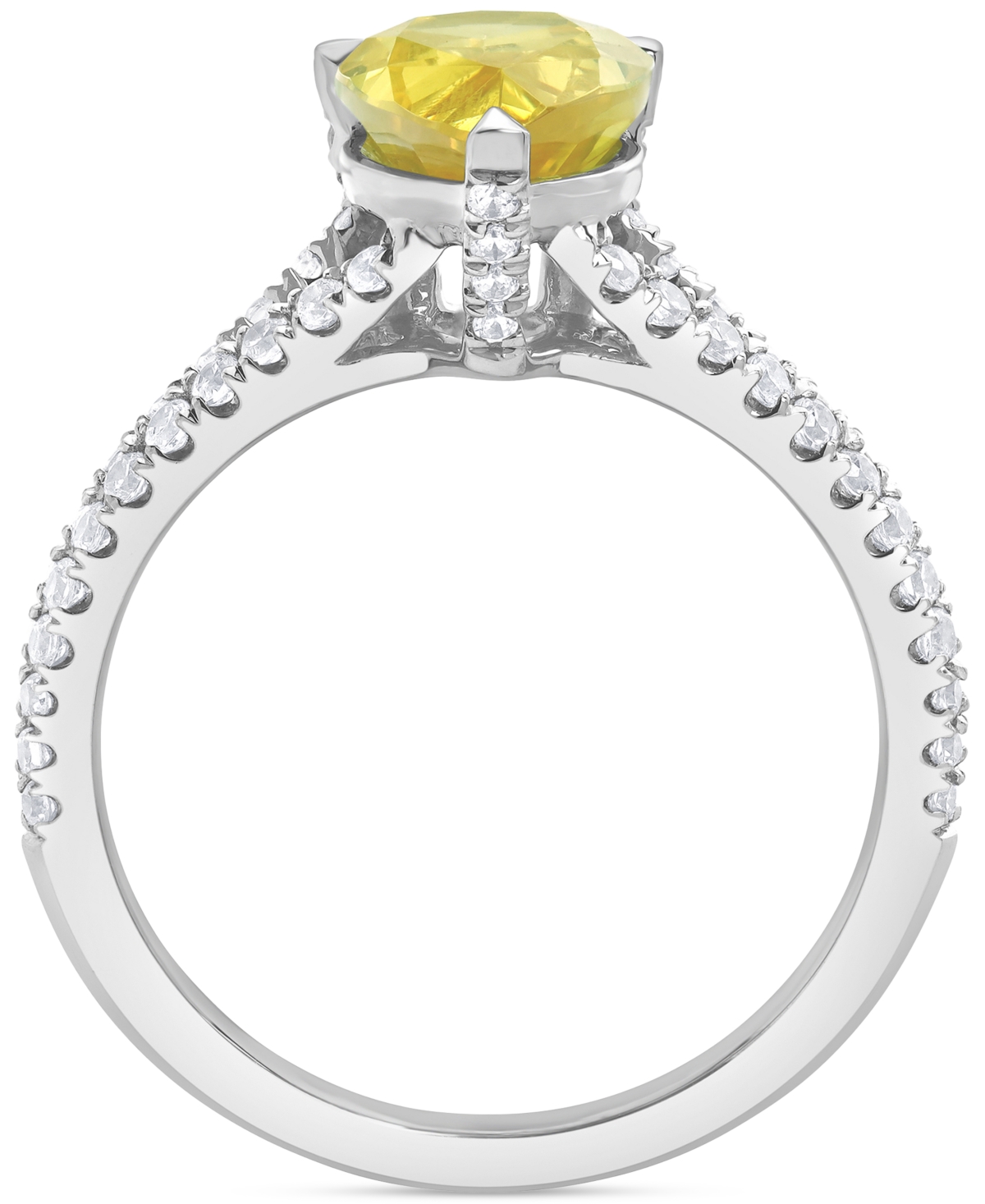 Badgley Mischka Igi Certified Lab Grown Yellow Diamond Pear-shaped Engagement Ring (2-3/8 Ct. T.w.) In 14k White, Ye In White Gold