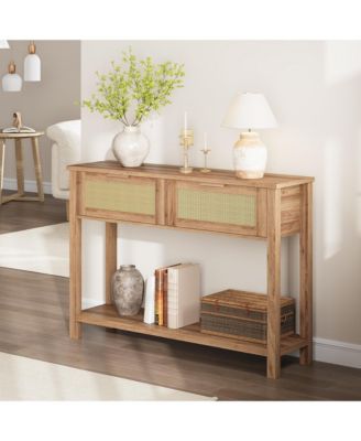 Entryway Table with 2 Drawers, Console Table for Entryway, Wood Sofa Table with Storage