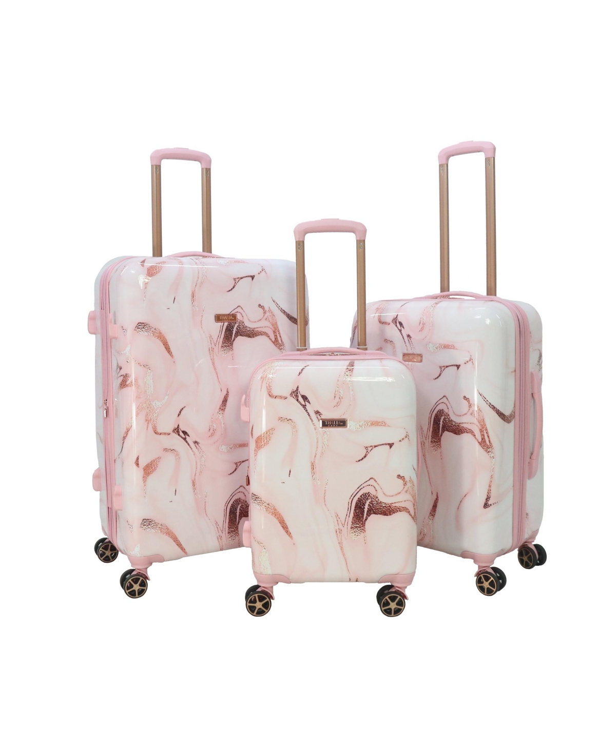 Thalia Sodi Marble Swirl 22" Carry-on Expandable Luggage In White,pink Marble Swirl