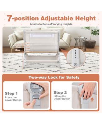 3-in-1 Portable Baby Bassinet Bedside Sleeper Cradle with Mattress& Storage Basket