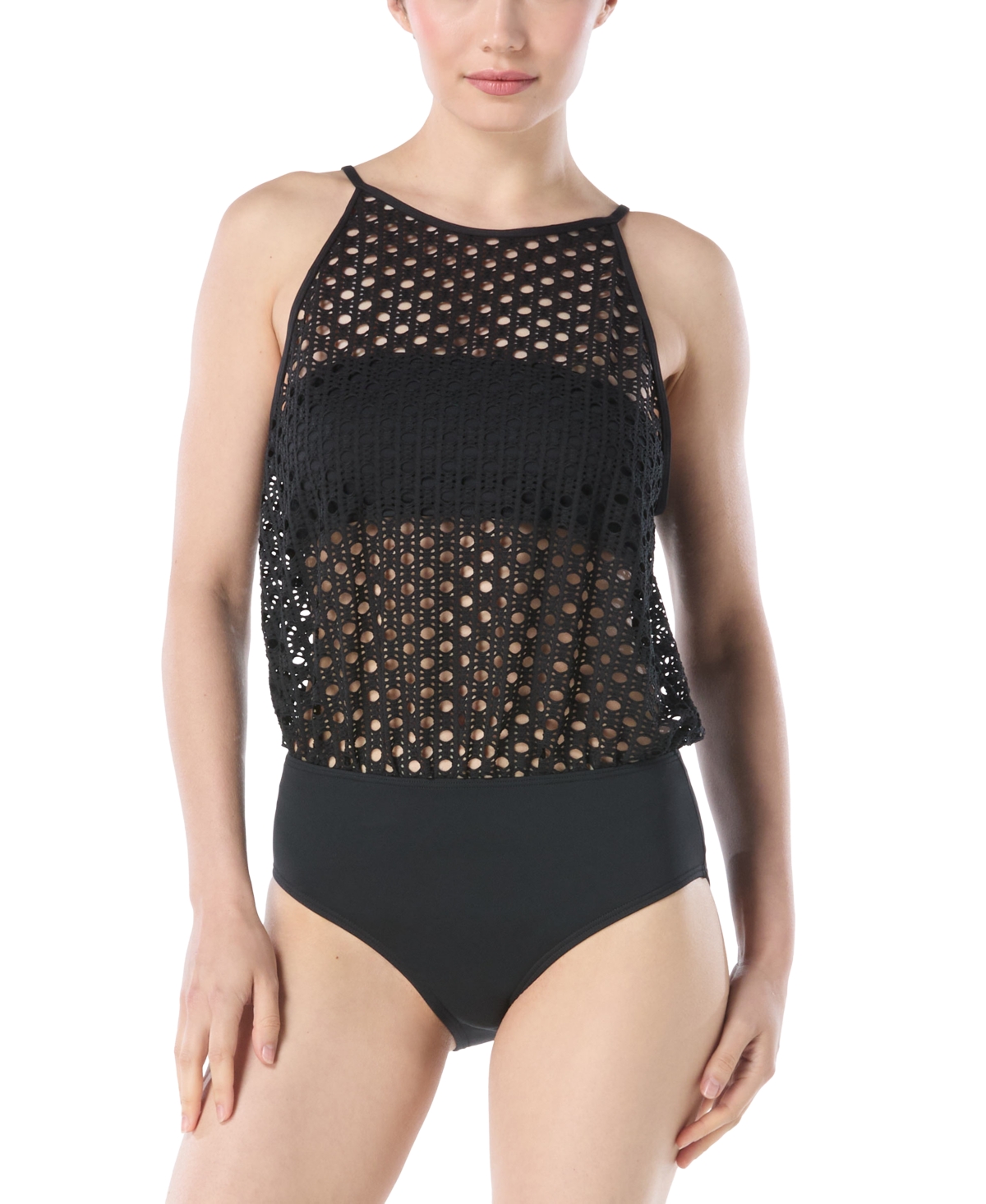 CARMEN MARC VALVO WOMEN'S HIGH-NECK ONE-PIECE SWIMSUIT 