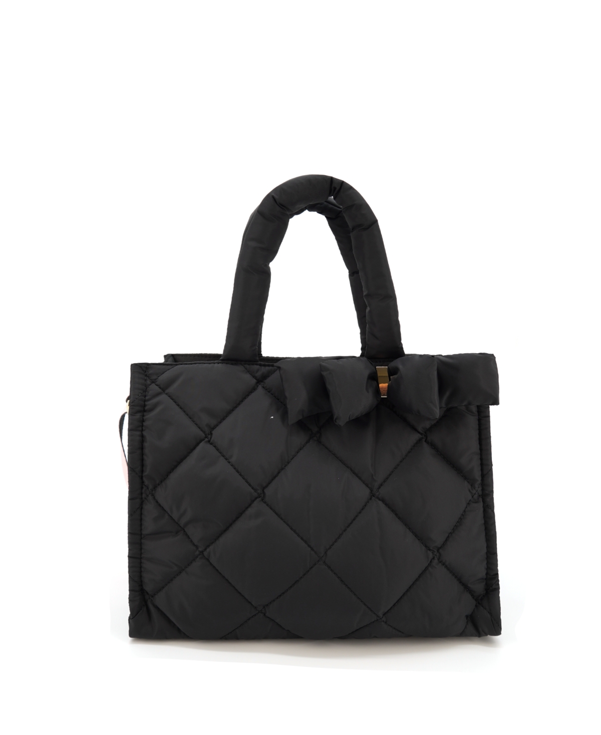 Serenity Bow Puffer Medium Tote Bag - Black