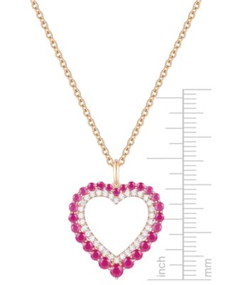 Ruby (1-1/4 ct. t.w.) & Diamond (1/4 ct. t.w.) Heart 18" Pendant Necklace in 14k Gold