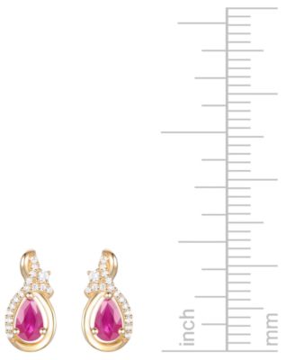 Emerald (1/2 ct. t.w.) & Diamond (1/10 ct. t.w.) Pear Drop Earrings in 14k Gold (Also in Ruby & Sapphire)