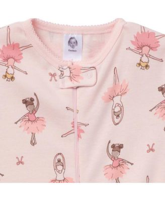 Baby Girls' Snug Fit Footed Pajamas, 2-Pack, Ballerinas
