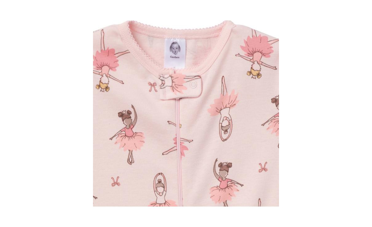 Gerber Baby Girls Snug Fit Footed Pajamas, 2-Pack,- Ballerinas